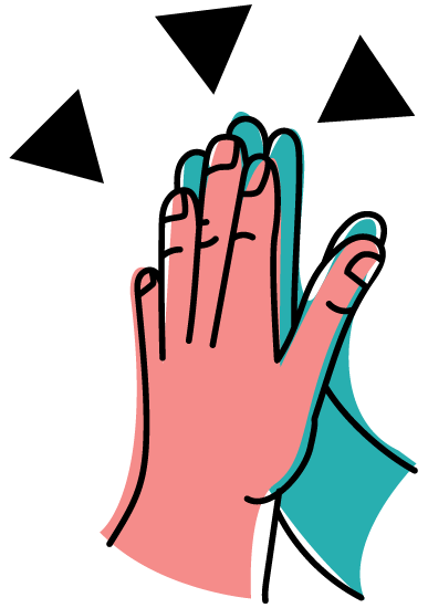 drawing of hands high-fiving