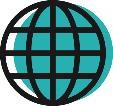 blue line drawing of globe
